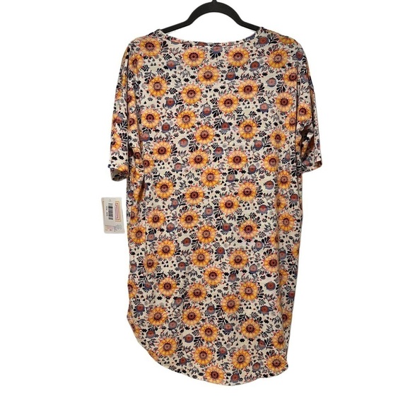LulaRoe Irma Tunic Short Sleeve Sunflower Floral Yellow Red Blurred XXS-XS 00-0 - Picture 5 of 15